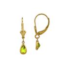 Genuine Green Peridot 14k Yellow Gold Pear Drop Earrings
