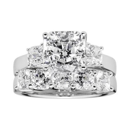 100 Facets By Diamonart Sterling Silver Cubic Zirconia Bridal Set