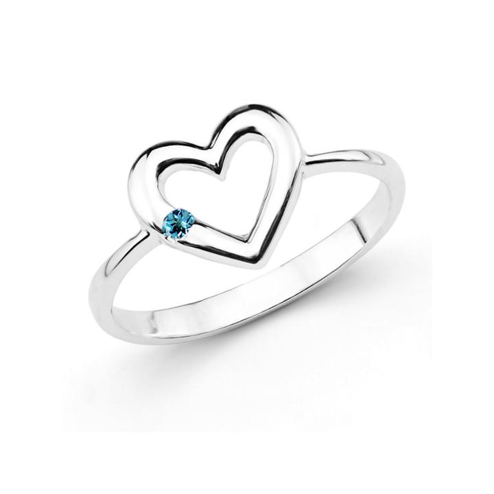 Genuine Blue Topaz Sterling Silver Heart Ring