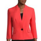 Evan-picone 3/4-sleeve Stand-collar One-button Crepe Jacket