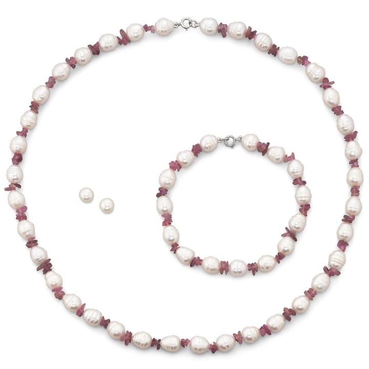 Cultured Freshwater Pearl & Genuine Tourmaline Set