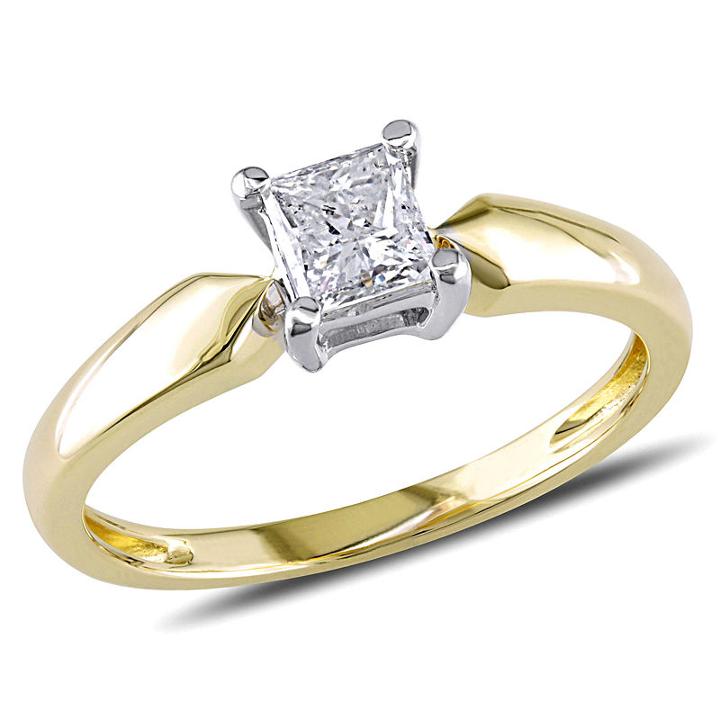 Womens 1/2 Ct. T.w. Princess White Diamond 14k Gold Solitaire Ring