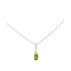 Genuine Green Peridot Diamond-accent 14k White Pendant Necklace