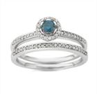 Womens 1/2 Ct. T.w. Color Enhanced Blue Diamond 10k Gold Bridal Set