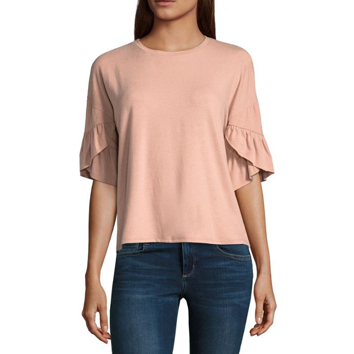 Belle + Sky Ruffle Sleeve Knit Top