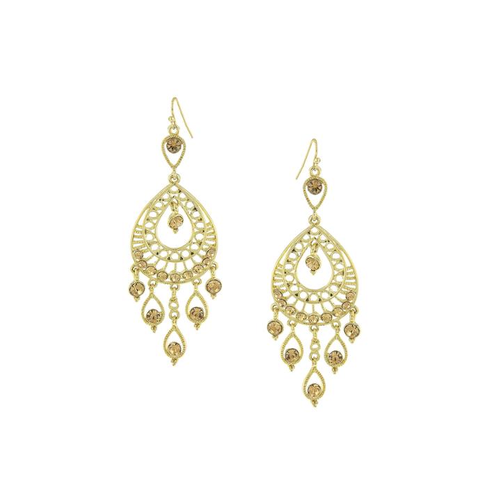 1928 Jewelry Gold-tone Yellow Filigree Teardrop Earrings