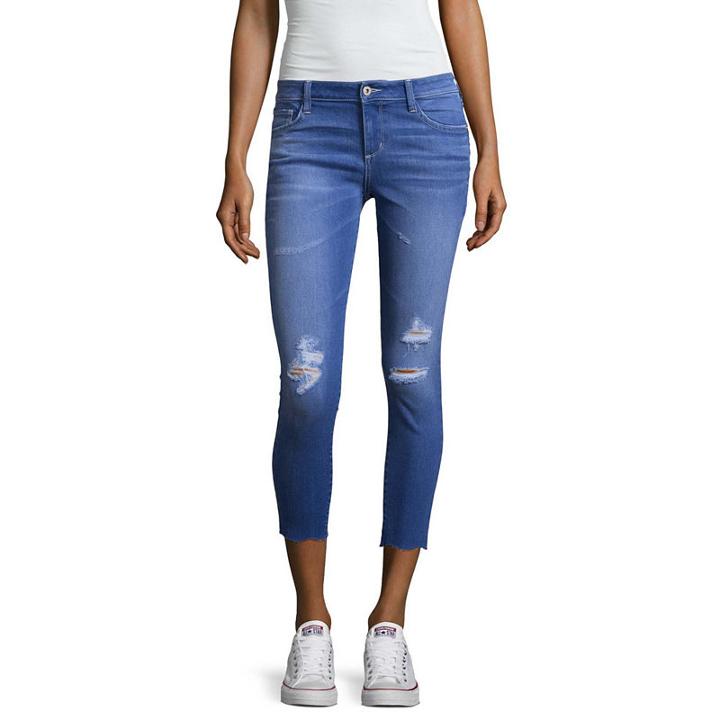 Arizona Denim Skinny Destructed Crops - Juniors