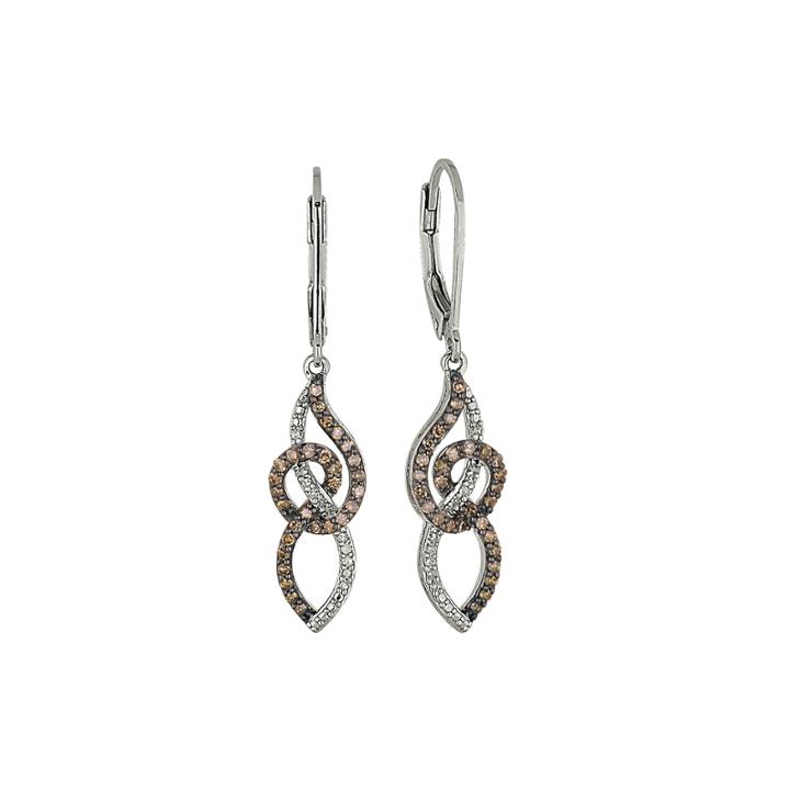 1/2 Ct. T.w. Champagne & White Diamond Sterling Silver Dangle Earrings