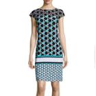 Liz Claiborne Cap-sleeve Circle Dot Print Shift Dress