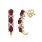 Diamond Accent Red Lead Glass-filled Ruby Gold Over Silver Drop Earrings