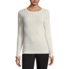 Liz Claiborne Long Sleeve Scoop Neck Pullover Sweater-talls