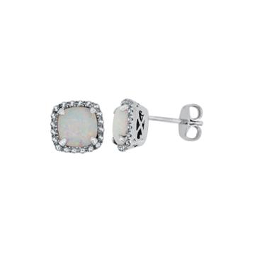 Lab-created Opal & Lab-created White Sapphire Sterling Silver Earrings