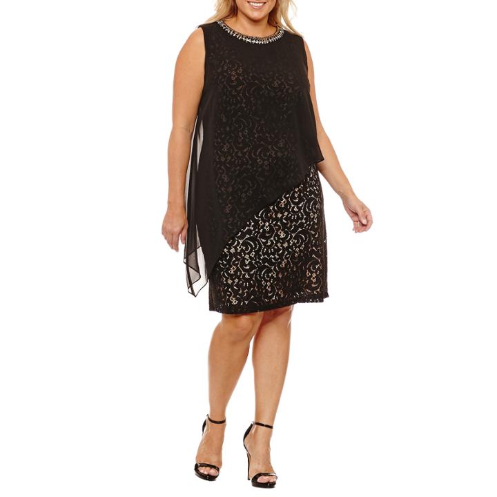 Scarlett Sleeveless Beaded Pattern Sheath Dress-plus