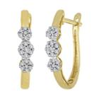 Diamond Blossom 1/4 Ct. T.w. Diamond Cluster 10k Yellow Gold Hoop Earrings