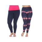 White Mark Women's One Size Fits Most Leggings (pack Of 2) - Plus