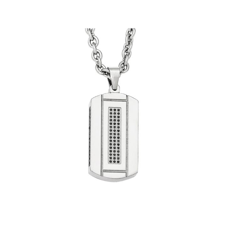 Mens Cubic Zirconia Black Ion-plated Stainless Steel Pendant