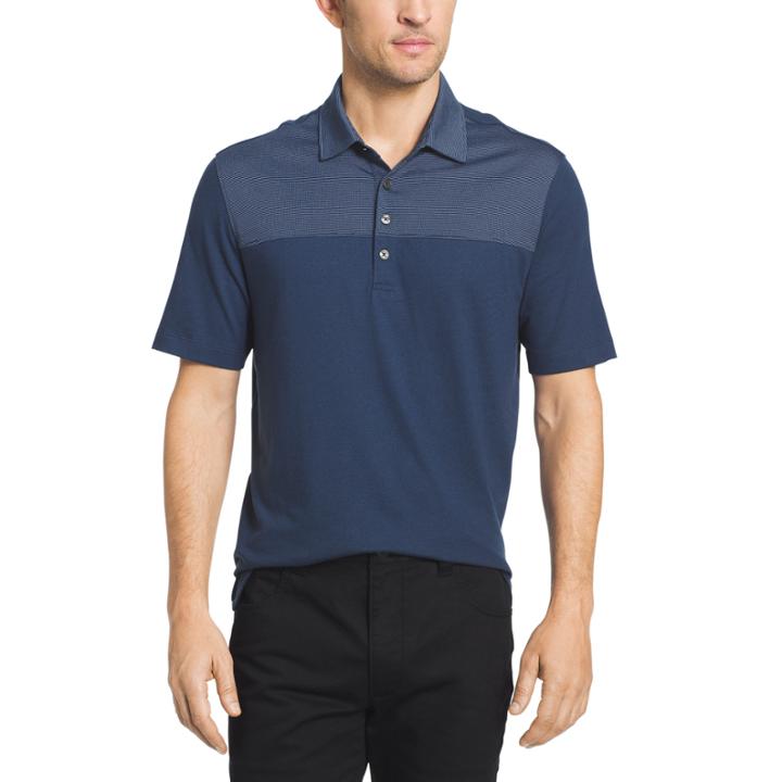 Van Heusen Short Sleeve Blocked Feeder Stripe Polo Shirt