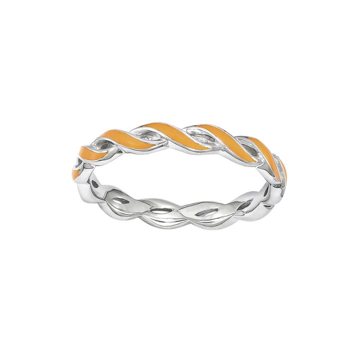 Personally Stackable Orange Enamel Twist Sterling Silver Ring
