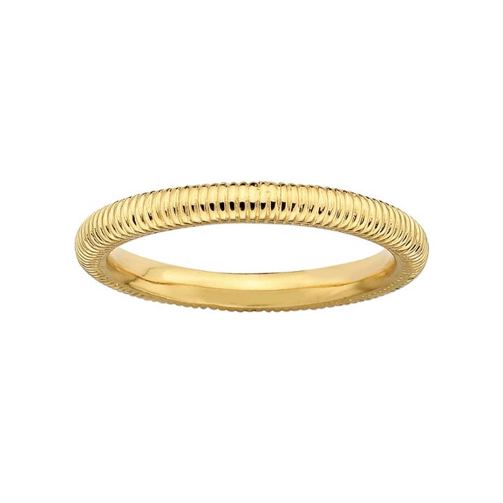 Personally Stackable 18k Yellow Gold Over Sterling Silver 3.5mm Ribbed Ring