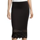 Bisou Bisou Laser-cut Slit-back Scuba Skirt