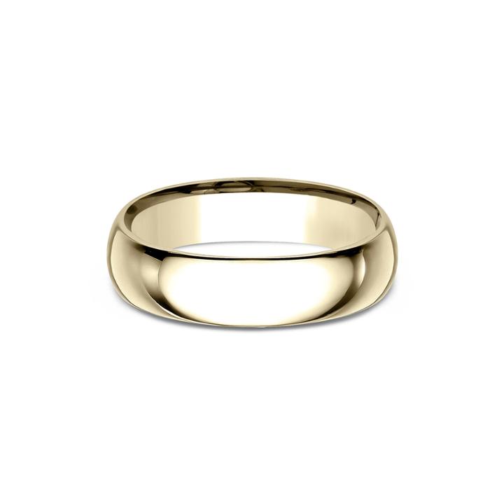 Mens 18k Yellow Gold 6mm Comfort-fit Wedding Band