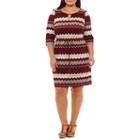 Studio 1 3/4 Sleeve Chevron Sheath Dress - Plus