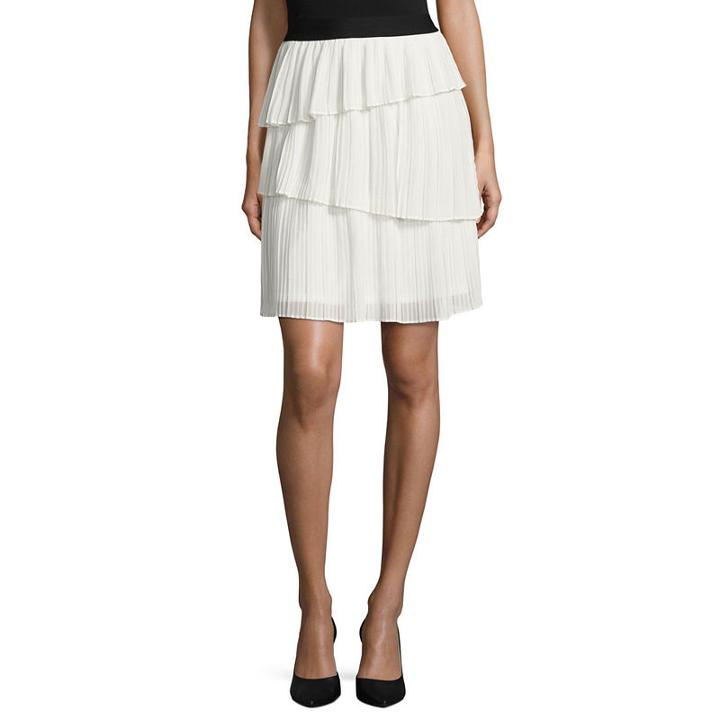 Worthington Floral Woven Pleated Skirt Talls