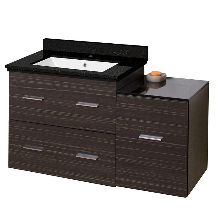 37.75-in. W Wall Mount Dawn Grey Vanity Set For 1hole Drilling Black Galaxy Top White Um Sink