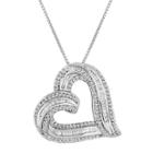3/4 Ct. T.w. Diamond Pure Silver Over Brass Tilted Heart Pendant Necklace
