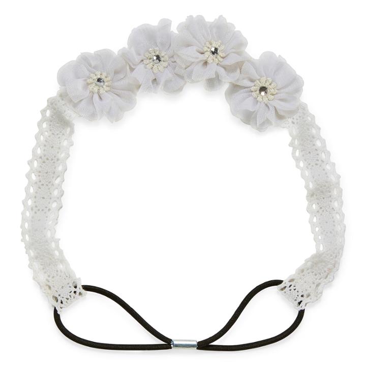 Carole White Lace Flower Headband