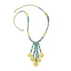 Aris By Treska Blue-bead Coin Dangle Necklace