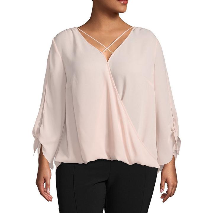 Bold Elements Cross Front Neck Blouse - Plus