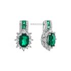 Lab-created Emerald And White Sapphire Sterling Silver Earrings