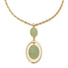 Monet Green Stone Gold-tone Pendant Necklace