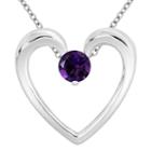 Womens Purple Amethyst Heart Pendant Necklace