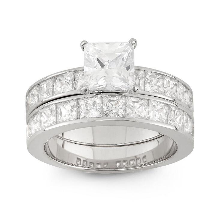 Womens 6 Ct. T.w. White Cubic Zirconia Sterling Silver Bridal Set