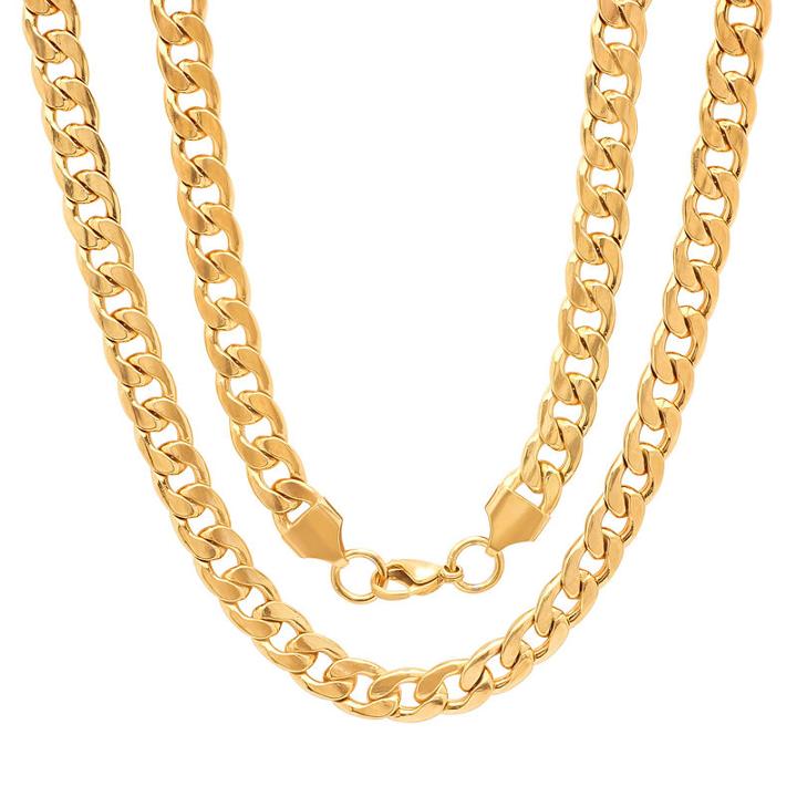 Steeltime 18k Gold Over Stainless Steel Solid Curb 24 Inch Chain Necklace