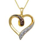 1/10 Ct. T.w. White And Champagne Diamond Heart Pendant Necklace