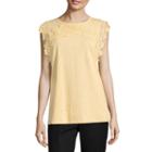 Liz Claiborne Crew Neck Lace Trim Tank - Tall