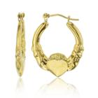 14k Gold 23mm Claddagh Hoop Earrings