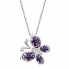 Genuine Amethyst Sterling Silver Butterly Pendant Necklace