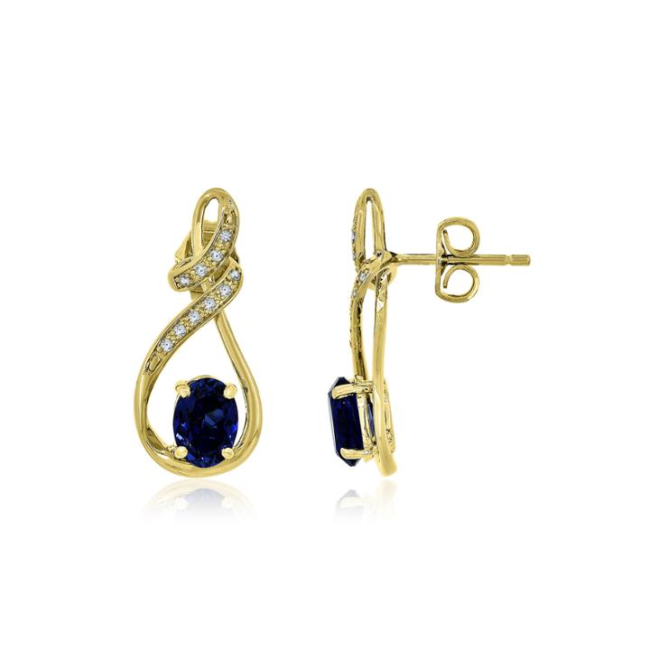 Lab Created Blue & White Sapphire 14k Gold Over Silver Earrings