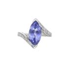 Womens Simulated Blue Sapphire Sterling Silver Bypass Ring