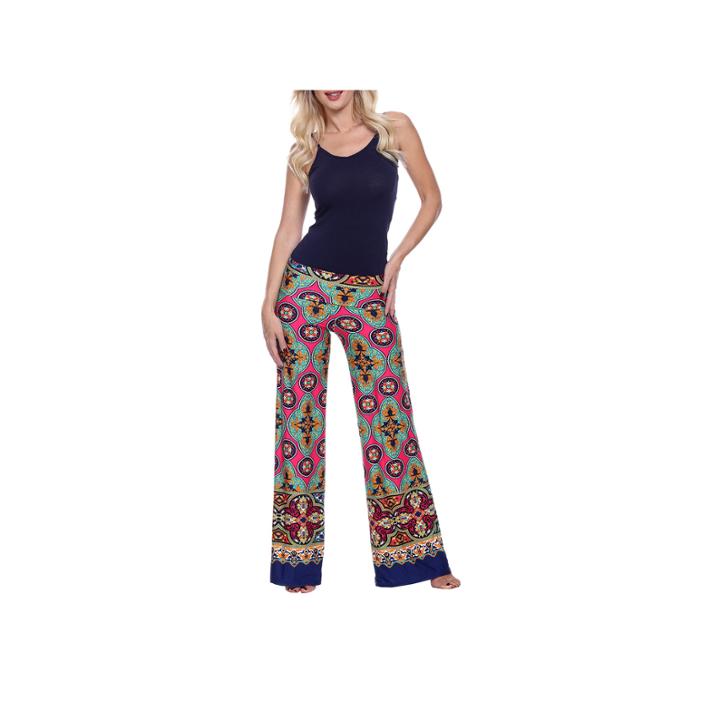 White Mark Arabian Nights Damask Palazzo Pants
