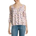 Arizona 3/4-sleeve Cold-shoulder Top - Juniors