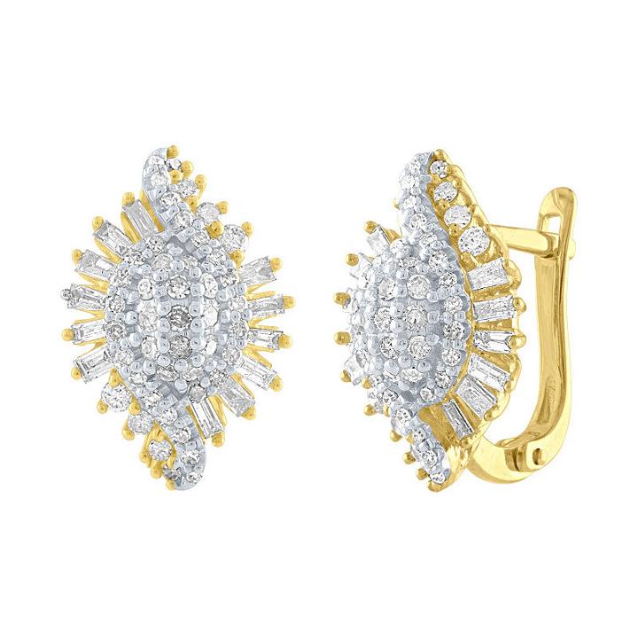 1 Ct. T.w. Genuine White Diamond 10k Gold 16.8mm Stud Earrings