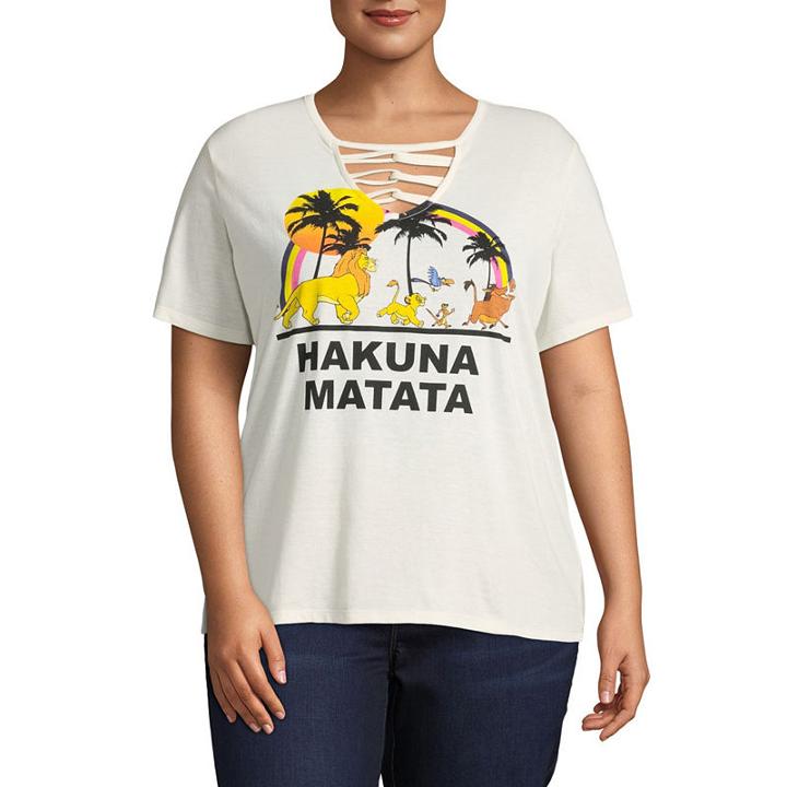 Short Sleeve Crew Neck Graphic T-shirt- Junior Plus