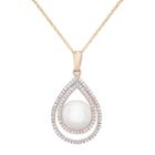 Womens 1/5 Ct. T.w. Genuine Diamond Cultured Freshwater Pearls Pendant