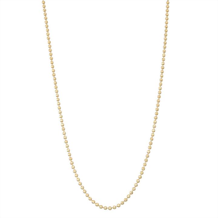 14k Gold Semisolid Bead 18 Inch Chain Necklace
