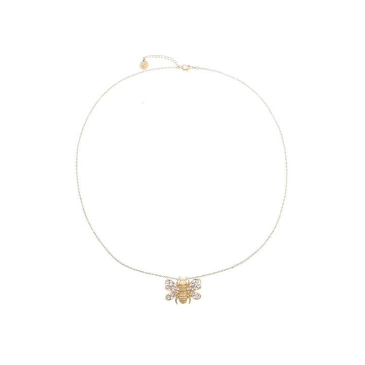 Liz Claiborne Long Bee Pendant Clear And Goldtone